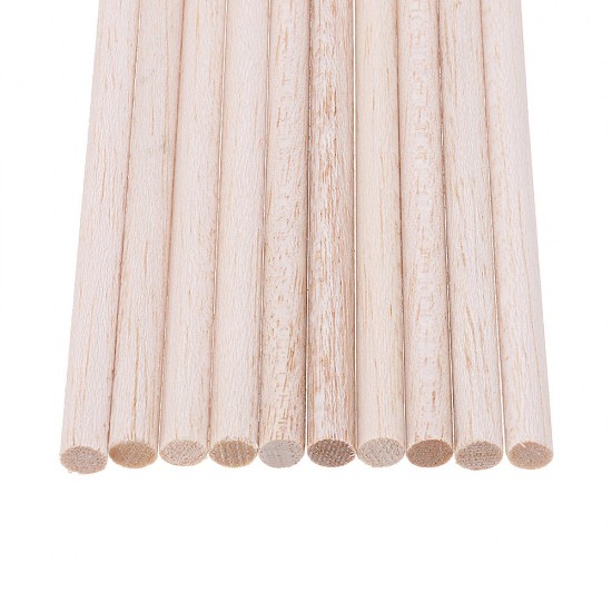 10Pcs/Set 8x200mm Round Balsa Wood Wooden Stick Natural Dowel Unfinished Rods for DIY Crafts Airplane Model