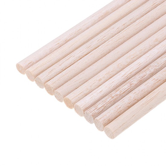 10Pcs/Set 8x200mm Round Balsa Wood Wooden Stick Natural Dowel Unfinished Rods for DIY Crafts Airplane Model