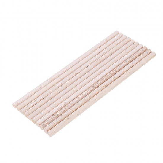 10Pcs/Set 8x200mm Round Balsa Wood Wooden Stick Natural Dowel Unfinished Rods for DIY Crafts Airplane Model