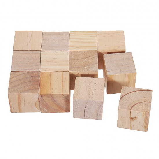 1.5/2/3/4cm Pine Wood Square Block Natural Soild Wooden Cube Crafts DIY Puzzle Making Woodworking