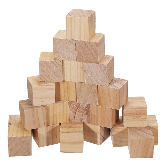 1.5/2/3/4cm Pine Wood Square Block Natural Soild Wooden Cube Crafts DIY Puzzle Making Woodworking