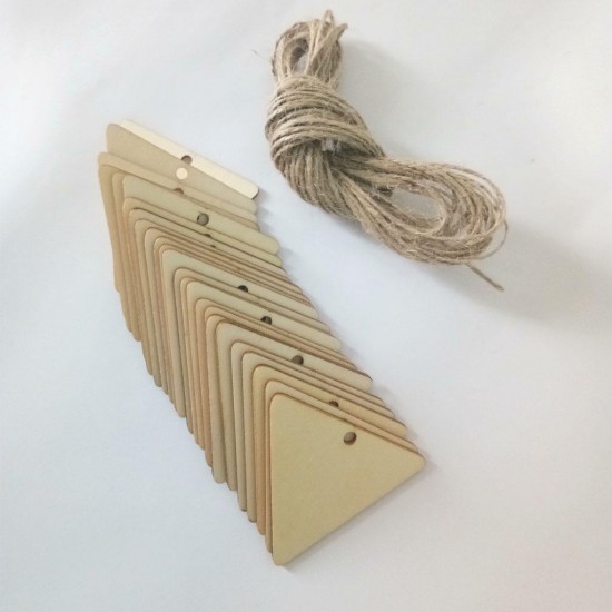 25Pcs Blank Triangle Wood Chips Sheet Hanging Tags Ornament Laser Engraving DIY Art Wedding Decor