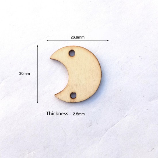 50Pcs Moon Shape Laser Engraving Wooden Sheet With 50 Iron Loops Set For Birthday Reminder DIY Hanging Wood Plaque Decorations