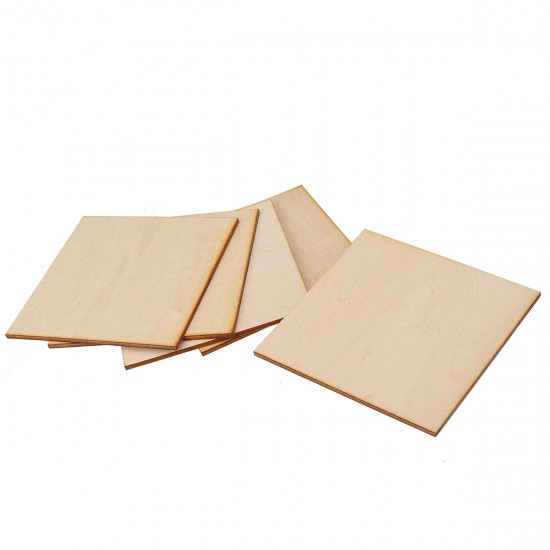 5Pcs 10x10cm DIY Wood Sheet Unfinished Unpainted Building Model Laser Engraving Blank Sheet Wooden Craft Making