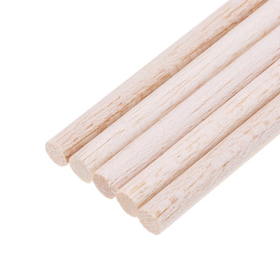 5Pcs/Set 5/6/8/10x250mm Round Balsa Wood Wooden Stick Natural Dowel Unfinished Rods for DIY Crafts Airplane Model