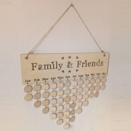 Laser Engraving Family Friends Birthday Reminder Calendar Wall Hanging Crafts DIY Wooden Board Plaques Home Decorations