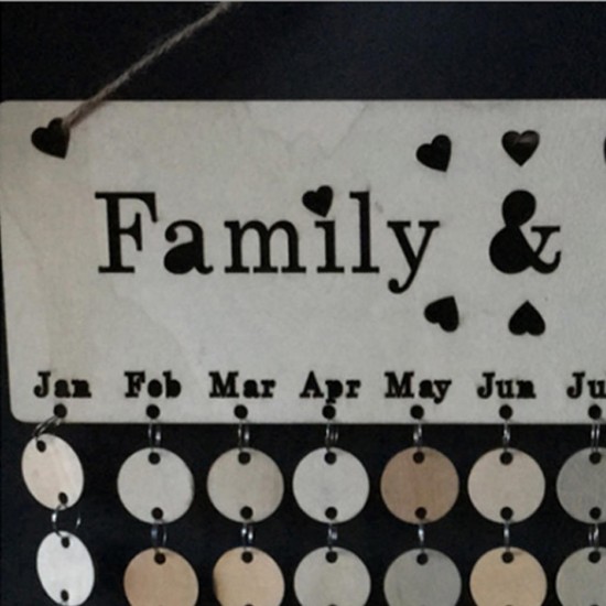 Laser Engraving Family Friends Birthday Reminder Calendar Wall Hanging Crafts DIY Wooden Board Plaques Home Decorations