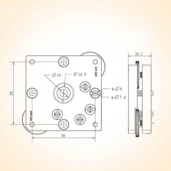 BK60A-22 Tilting 2-axis Platforms Optics Two-Dimensional Position Adjustment Y-Axis Space Fine-tuning Positioning Accessories