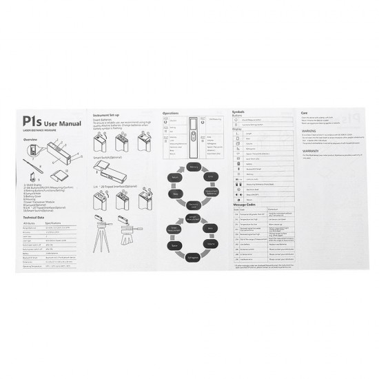 P1S Digital Laser Distance Measure Meter Level Display Screen Area Volume Calculation