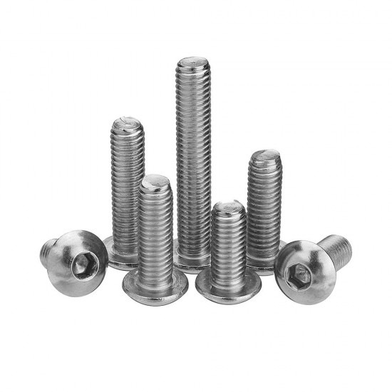 M5SH6 50Pcs M5 Stainless Steel Hex Socket Button Head Screw Bolt 8-30mm Optional Length