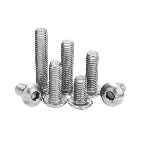 M5SH6 50Pcs M5 Stainless Steel Hex Socket Button Head Screw Bolt 8-30mm Optional Length