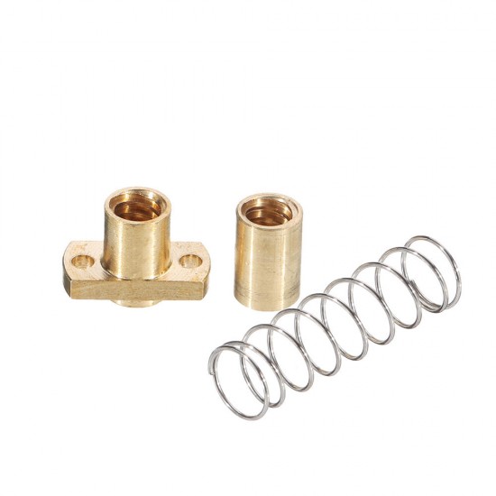 T8 Lead Screw Copper Anti-Backlash Spring Loaded Nut Pitch 2mm Lead 4mm Laser Accessories T8 Lead Screw Copper Anti-Backlash Spring Loaded Nut Pitch 2mm Lead 4mm Laser Accessories