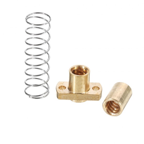 T8 Lead Screw Copper Anti-Backlash Spring Loaded Nut Pitch 2mm Lead 4mm Laser Accessories T8 Lead Screw Copper Anti-Backlash Spring Loaded Nut Pitch 2mm Lead 4mm Laser Accessories