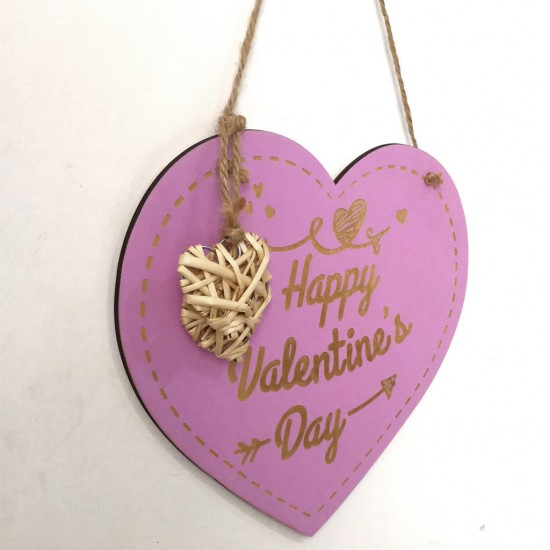 Valentine's Day Laser Engraving Wood Heart Door Decor Wall Hanging Sign Craft Ornaments Party Decorations