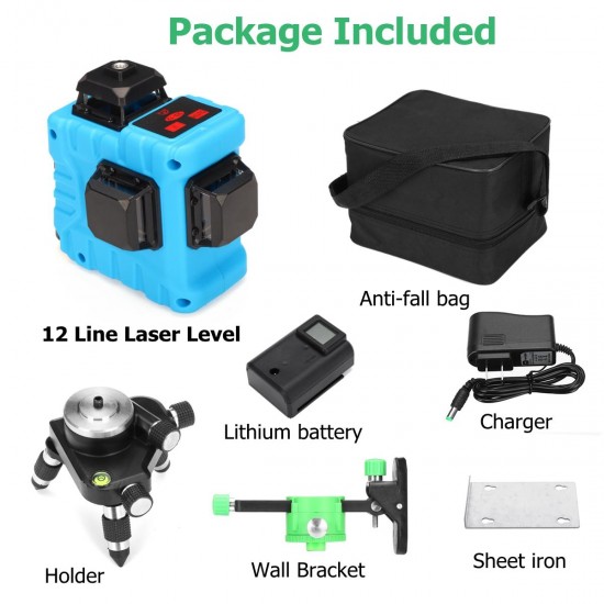 12 Line 360 Horizontal Vertical Cross 3D Green Light Laser Level Self-Leveling Measure Super Powerful Laser Beam 12 Line 360 Horizontal Vertical Cross 3D Green Light Laser Level Self-Leveling Measure Super Powerful Laser Beam