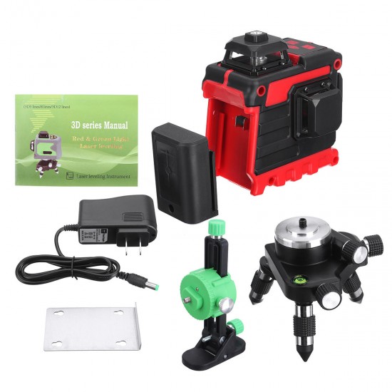 12 Line 360 Horizontal Vertical Cross Green Light 3D Laser Level Self-Leveling Measure Super Powerful Laser Beam