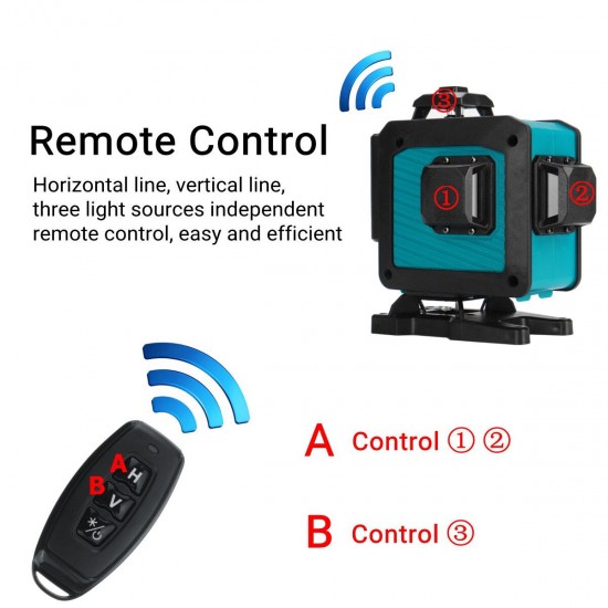 12 Line Green Laser Level Self Leveling 360° Rotary Cross Auto & Remote Control