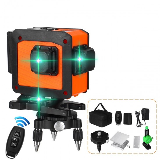 12 Line Laser Level Green Light Auto Self Leveling Cross 360° Rotary Measuring yellow