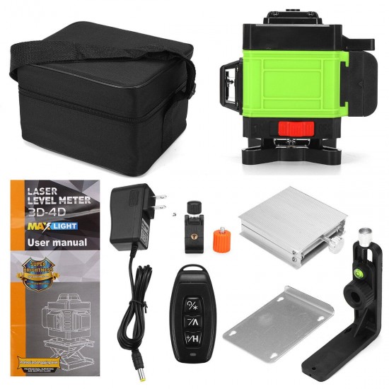 12/16 Line Green Light Laser Level Digital Self Leveling 360° Rotary Measure Tool Green / Blue