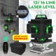 12/16 Line Green Light Laser Level Digital Self Leveling 360° Rotary Measure Tool