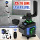 12/16 Line Green Light Laser Level Digital Self Leveling 360° Rotary Measure Tool Green Light