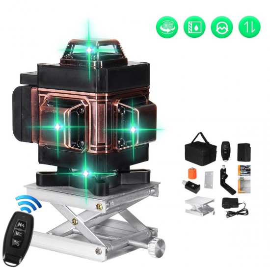 16 Line Laser Level Green Light Auto Self Leveling Cross 360° Rotary Measuring