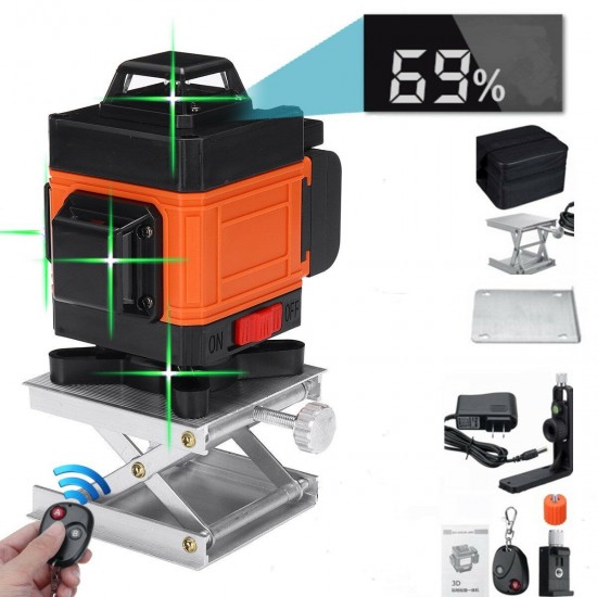 16 Lines 3D 360° Green Laser Level Self-Leveling Cross Line Horizontal LCD Tool