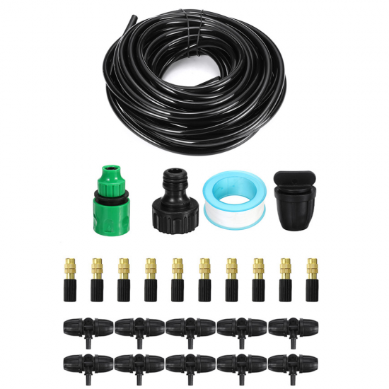 25Pcs Automatic Irrigation Watering Kits System Graden Transprant Hose Kit Mist Cooling Irrigation System for Greenhouse
