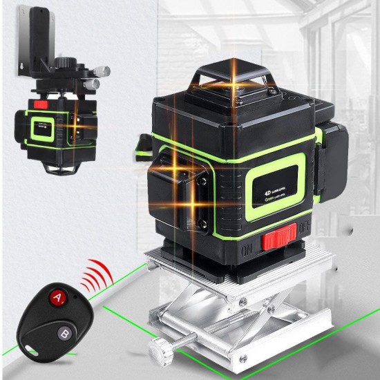 360° Rotary 3D 16 Line Self Leveling Laser Level Measure with Wall Bracket + Remote