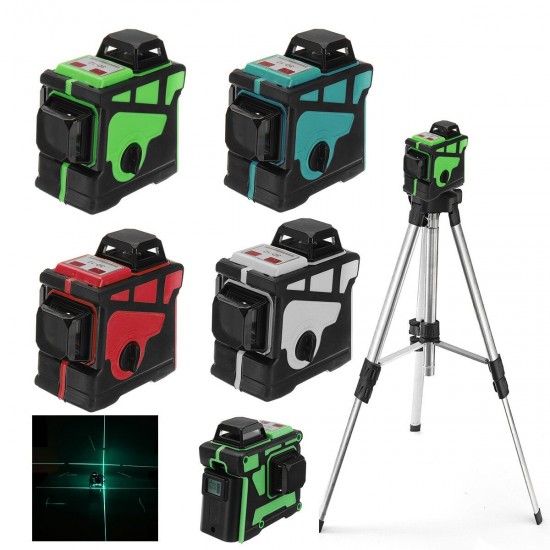 3D 12 Line Blue Light Laser Level LCD 360° Rotary Self Leveling Cross Measuring Tool