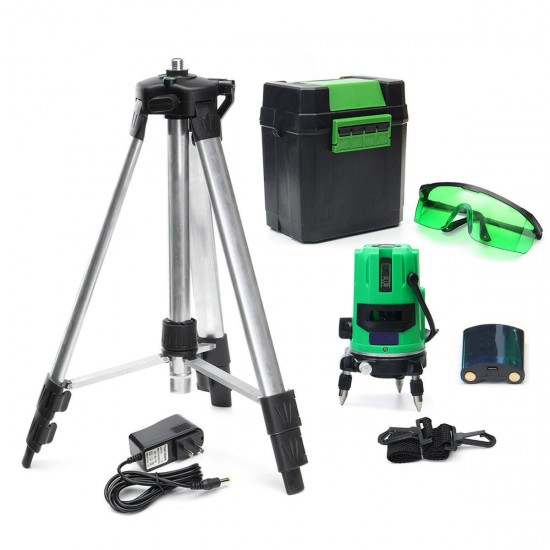 Green 2 Line 2 Points Laser Level 360 Rotary Laser Line Self Leveling with Tripod