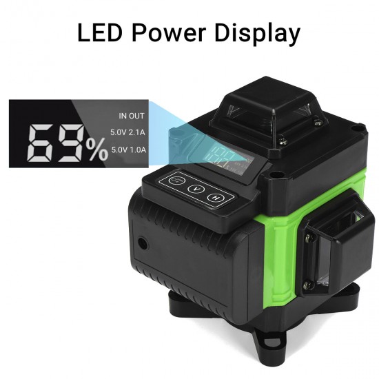LED Display 3D 360° 16 Line Green Light Laser Level Cross Self Leveling Measure Tool LED Display 3D 360° 16 Line Green Light Laser Level Cross Self Leveling Measure Tool