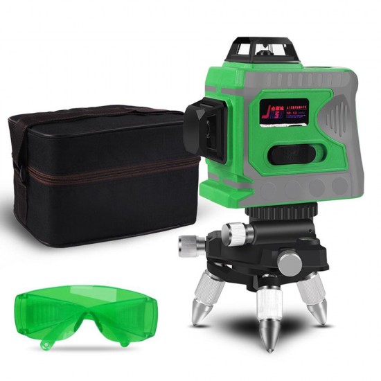Laser Level 12 Lines 3D Level Self-Leveling 360 Horizontal And Vertical Cross Super Powerful Green Laser Level With Tripod Bag Glasses