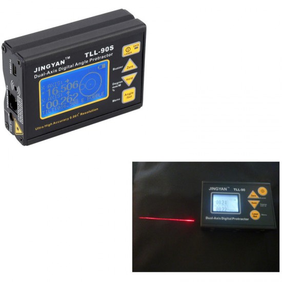 TLL-90S Super High Precision Angle Meter 0.005 Professional Digital Dual-axis Laser Level Inclinometer with LCD Display 100-240V 50-60Hz