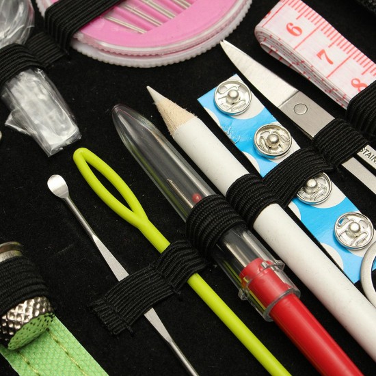 Travel Sewing Kit Storage Case Thimble Thread Measure Tape Scissor