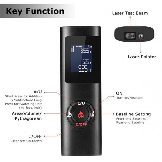 40m Mini Digital LCD Laser Distance Meter Range Finder Measure Diastimeter 40m Mini Digital LCD Laser Distance Meter Range Finder Measure Diastimeter