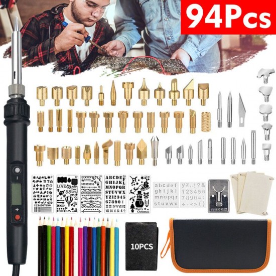 94Pcs Soldering Iron Kit Welding Tool Wood Burning Pen Soldering Iron Tips US/EU 94Pcs Soldering Iron Kit Welding Tool Wood Burning Pen Soldering Iron Tips US/EU