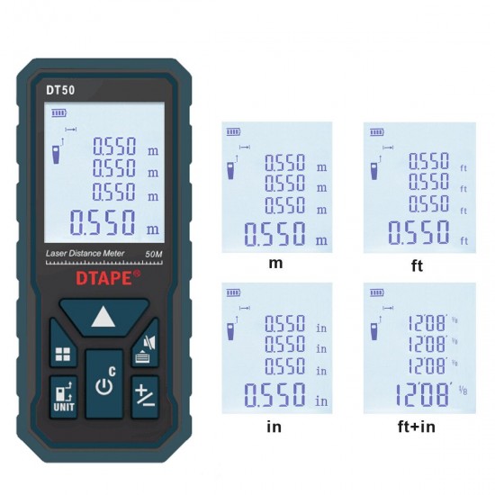 DT50 DT80 DT100 DT120 2.0 Inch Backlight LCD Screen Digital Laser Rangefinder Distance Meter Single Continuous Area/Volume/Pythagorean Measurement 50m 80m 100m 120m