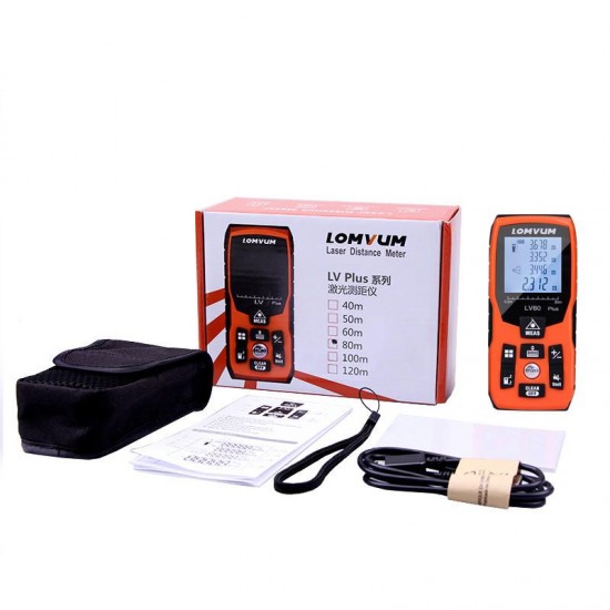 120M Voice Function Laser Distance Meter USB Rechargeable Digital Laser Rangefinder Handheld 120m Electric Leveling