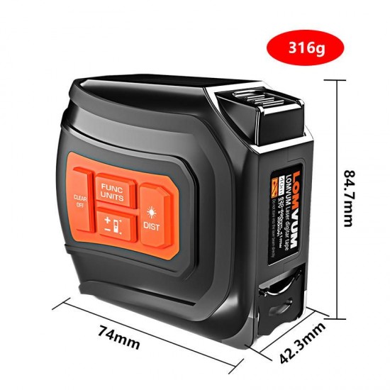 LTM USB Rechargeable Laser Tape Laser Distance Meter Real-Time Dada 40/60m Laser Rangefinder 5m Tape LCD Digital