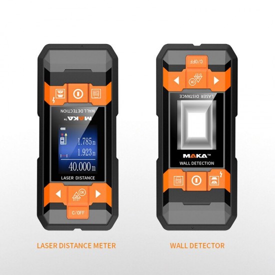 MK2101D Portable 1.8inch Backlit Color Screen Wall Detector 40M Laser Distance Meter