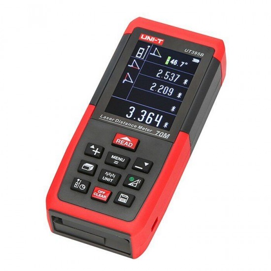 UT395B Professional 70M Laser Distance Meter Lofting Test Levelling Instrument Area/Volume with Data Storage USB Connector + Color LCD Display