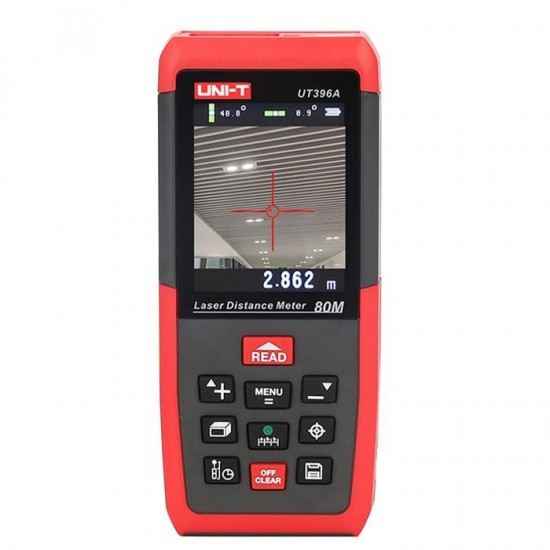 UT396A Professional 80M Laser Distance Meter Rangefinder Angle Electronic Level Area/Volume + USB Data Storage + 2MP Camera + Color LCD Display