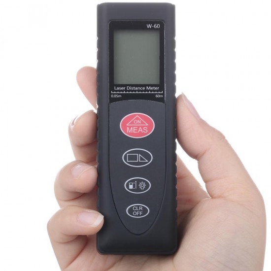 W-60 60M Digital Rangefinder Laser Distance Tester Area/Volume/Pythagorean Measurement Mini Size Black