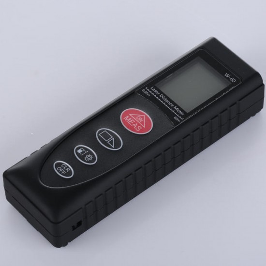 W-60 60M Digital Rangefinder Laser Distance Tester Area/Volume/Pythagorean Measurement Mini Size Black