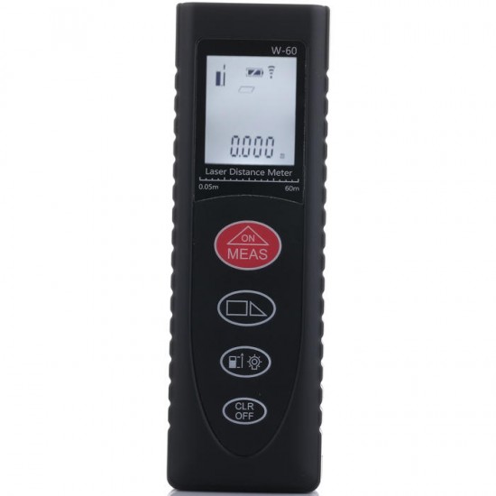 W-60 60M Digital Rangefinder Laser Distance Tester Area/Volume/Pythagorean Measurement Mini Size Black