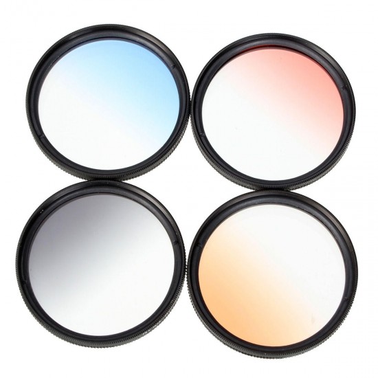 4 Pieces 52mm Graduated Color Lens Filter for DSLR Camera