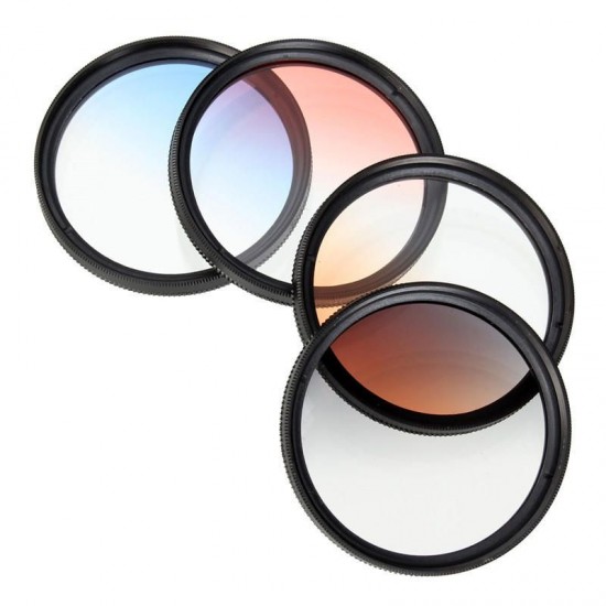 4 Pieces 52mm Graduated Color Lens Filter for DSLR Camera