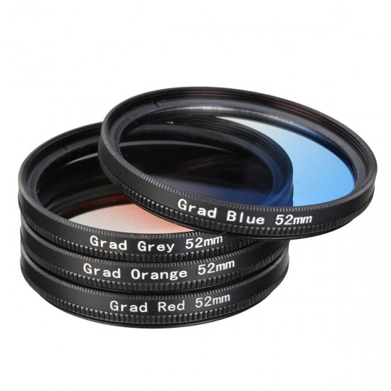 4 Pieces 52mm Graduated Color Lens Filter for DSLR Camera