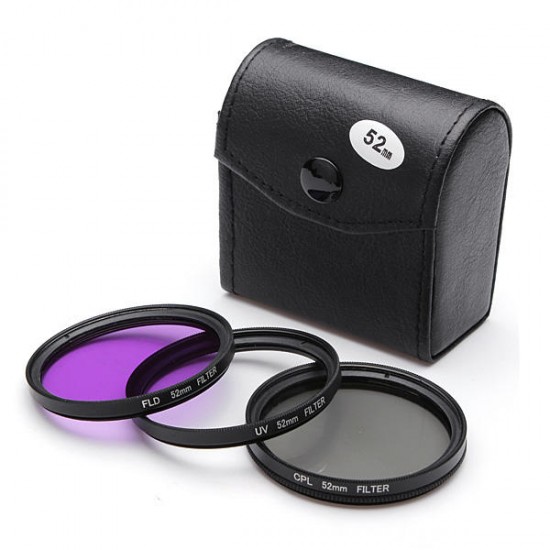 52mm UV CPL FLD Filter Kit With Petal Flower Lens Hood For Nikon